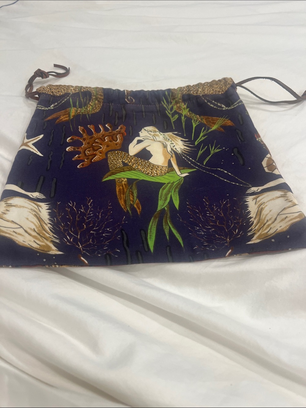 Loewe Navy Mermaid Print Mini Skirt with Green and Brown Accents